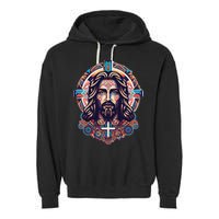 Jesus Abstract Art Garment-Dyed Fleece Hoodie