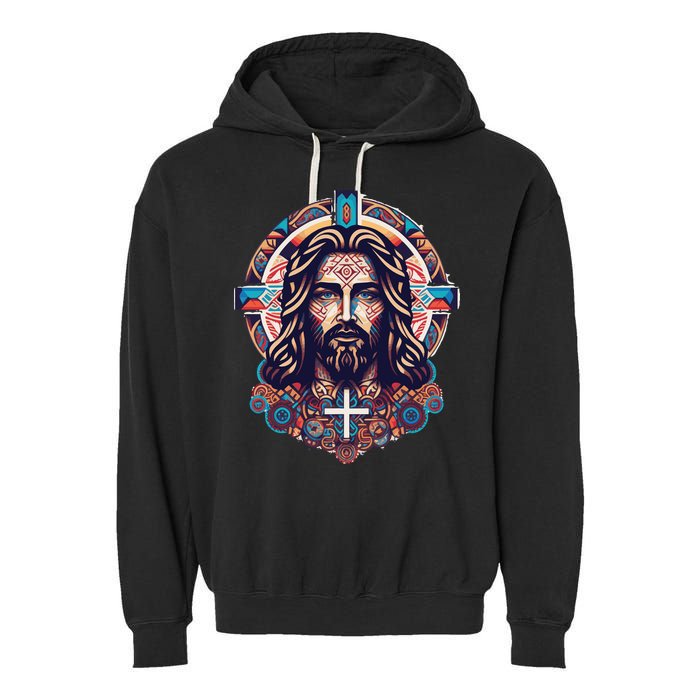 Jesus Abstract Art Garment-Dyed Fleece Hoodie