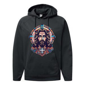 Jesus Abstract Art Performance Fleece Hoodie