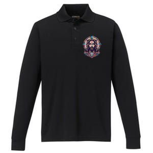 Jesus Abstract Art Performance Long Sleeve Polo