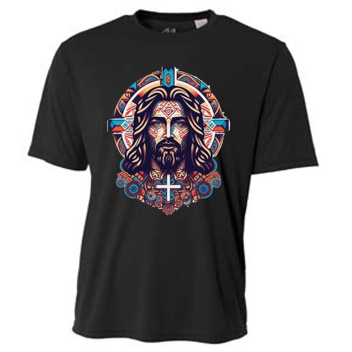 Jesus Abstract Art Cooling Performance Crew T-Shirt