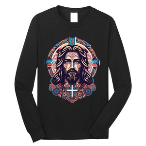 Jesus Abstract Art Long Sleeve Shirt