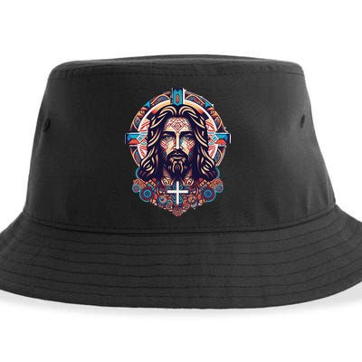 Jesus Abstract Art Sustainable Bucket Hat
