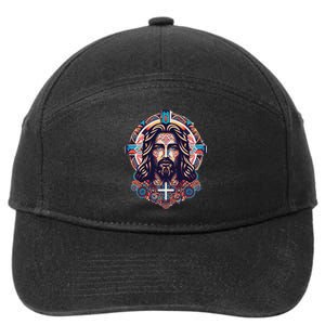 Jesus Abstract Art 7-Panel Snapback Hat