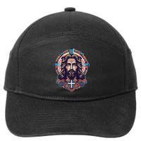 Jesus Abstract Art 7-Panel Snapback Hat