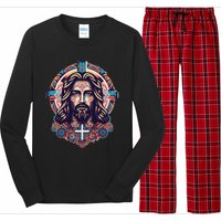 Jesus Abstract Art Long Sleeve Pajama Set