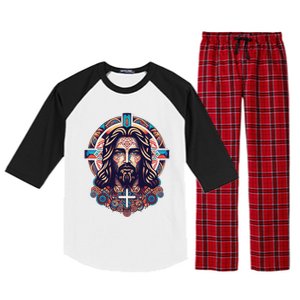 Jesus Abstract Art Raglan Sleeve Pajama Set