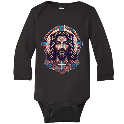 Jesus Abstract Art Baby Long Sleeve Bodysuit