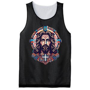 Jesus Abstract Art Mesh Reversible Basketball Jersey Tank