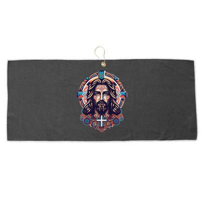 Jesus Abstract Art Large Microfiber Waffle Golf Towel