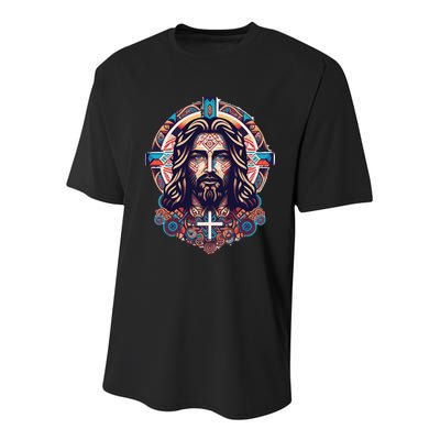 Jesus Abstract Art Youth Performance Sprint T-Shirt