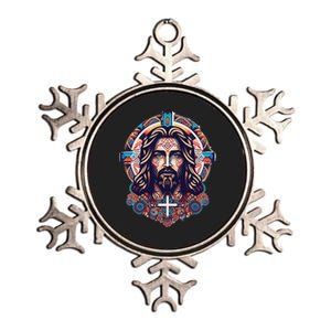 Jesus Abstract Art Metallic Star Ornament