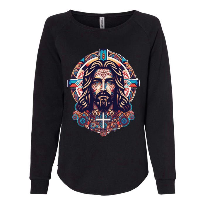 Jesus Abstract Art Womens California Wash Sweatshirt