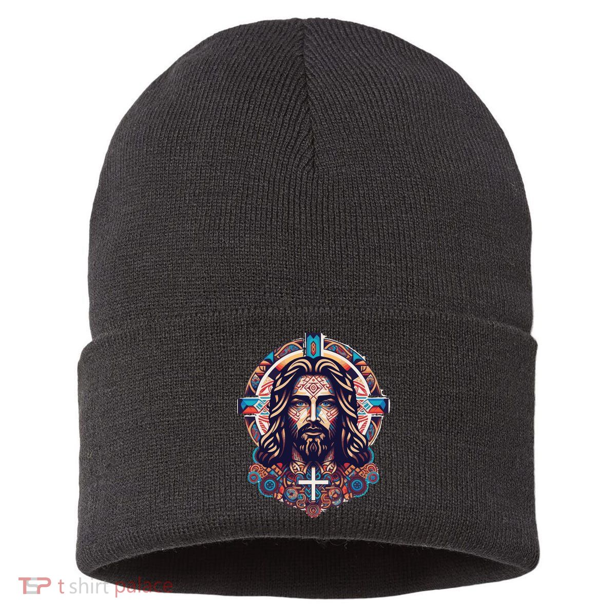 Jesus Abstract Art Sustainable Knit Beanie
