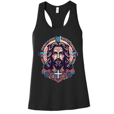 Jesus Abstract Art Women's Racerback Tank