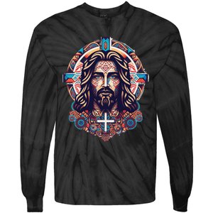 Jesus Abstract Art Tie-Dye Long Sleeve Shirt