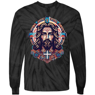 Jesus Abstract Art Tie-Dye Long Sleeve Shirt