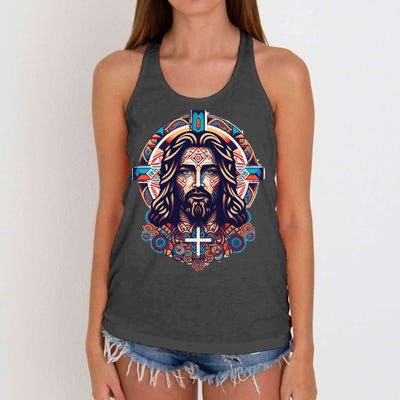 Jesus Abstract Art Women's Knotted Racerback Tank