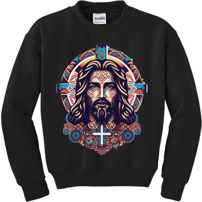 Jesus Abstract Art Kids Sweatshirt