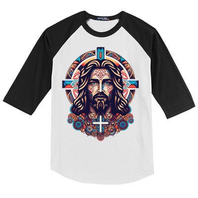 Jesus Abstract Art Kids Colorblock Raglan Jersey