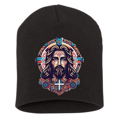 Jesus Abstract Art Short Acrylic Beanie