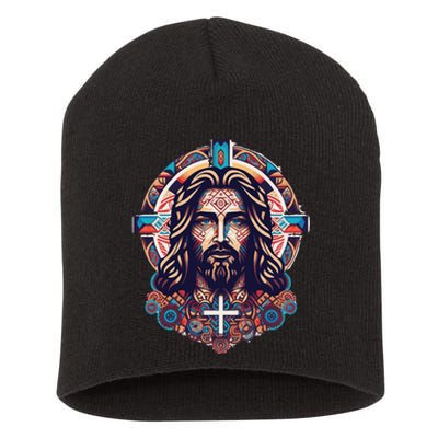 Jesus Abstract Art Short Acrylic Beanie