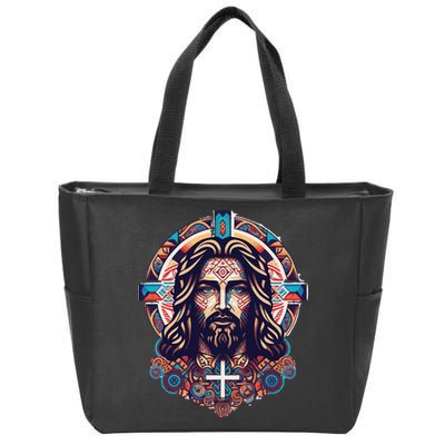 Jesus Abstract Art Zip Tote Bag