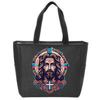 Jesus Abstract Art Zip Tote Bag
