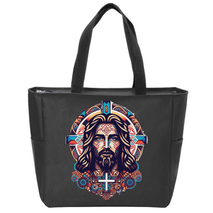 Jesus Abstract Art Zip Tote Bag