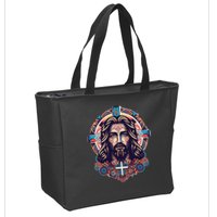 Jesus Abstract Art Zip Tote Bag