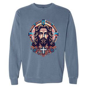 Jesus Abstract Art Garment-Dyed Sweatshirt