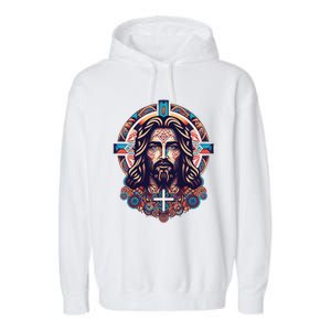 Jesus Abstract Art Garment-Dyed Fleece Hoodie