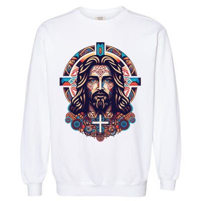 Jesus Abstract Art Garment-Dyed Sweatshirt