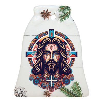 Jesus Abstract Art Ceramic Bell Ornament