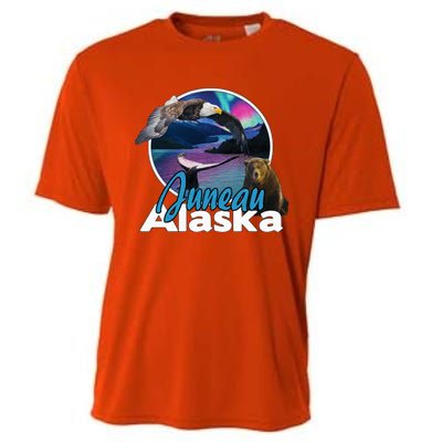 Juneau Alaska Aurora Borealis Eagle Bear Whale Souvenir Cute Gift Cooling Performance Crew T-Shirt