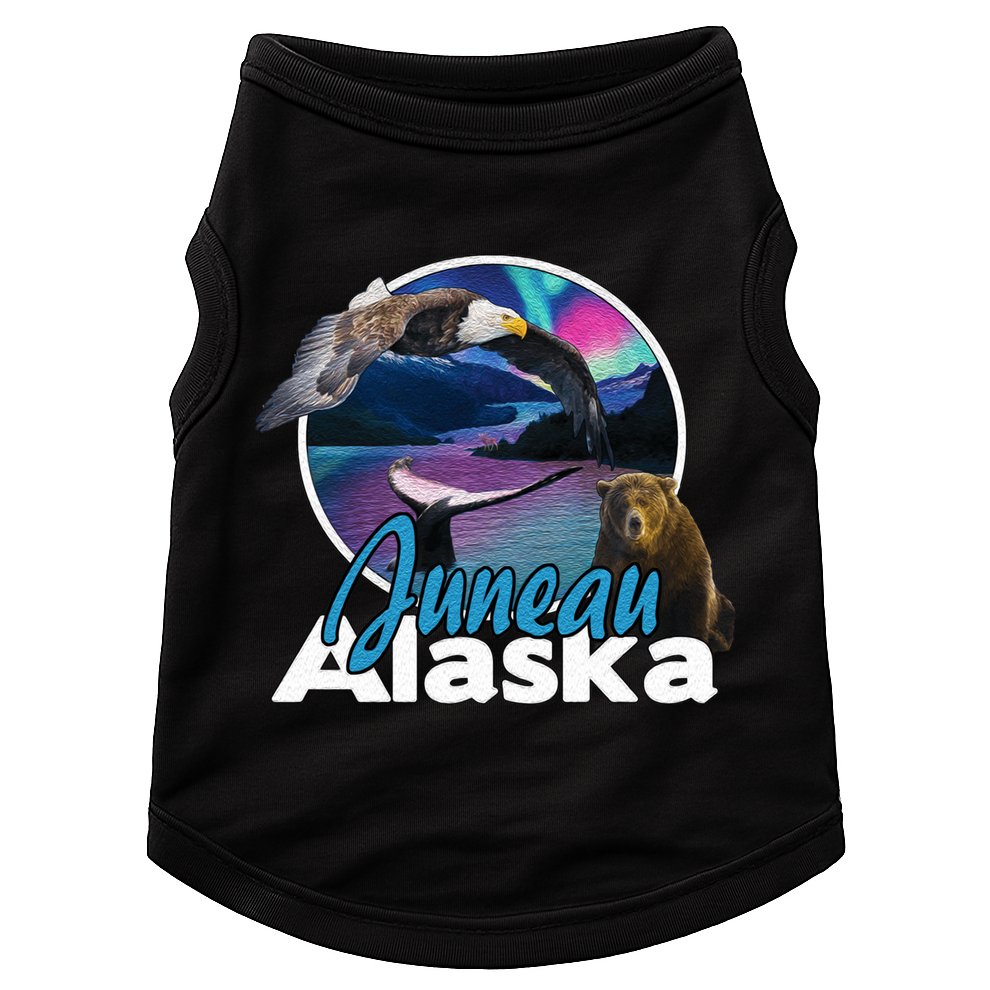Juneau Alaska Aurora Borealis Eagle Bear Whale Souvenir Cute Gift Doggie Tank