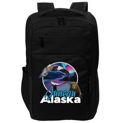 Juneau Alaska Aurora Borealis Eagle Bear Whale Souvenir Cute Gift Impact Tech Backpack