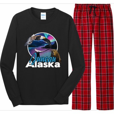 Juneau Alaska Aurora Borealis Eagle Bear Whale Souvenir Cute Gift Long Sleeve Pajama Set