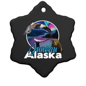 Juneau Alaska Aurora Borealis Eagle Bear Whale Souvenir Cute Gift Ceramic Star Ornament