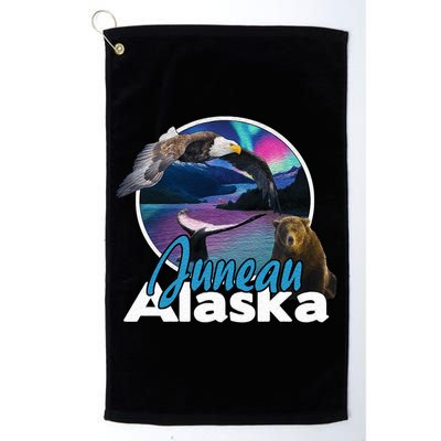 Juneau Alaska Aurora Borealis Eagle Bear Whale Souvenir Cute Gift Golf Towel