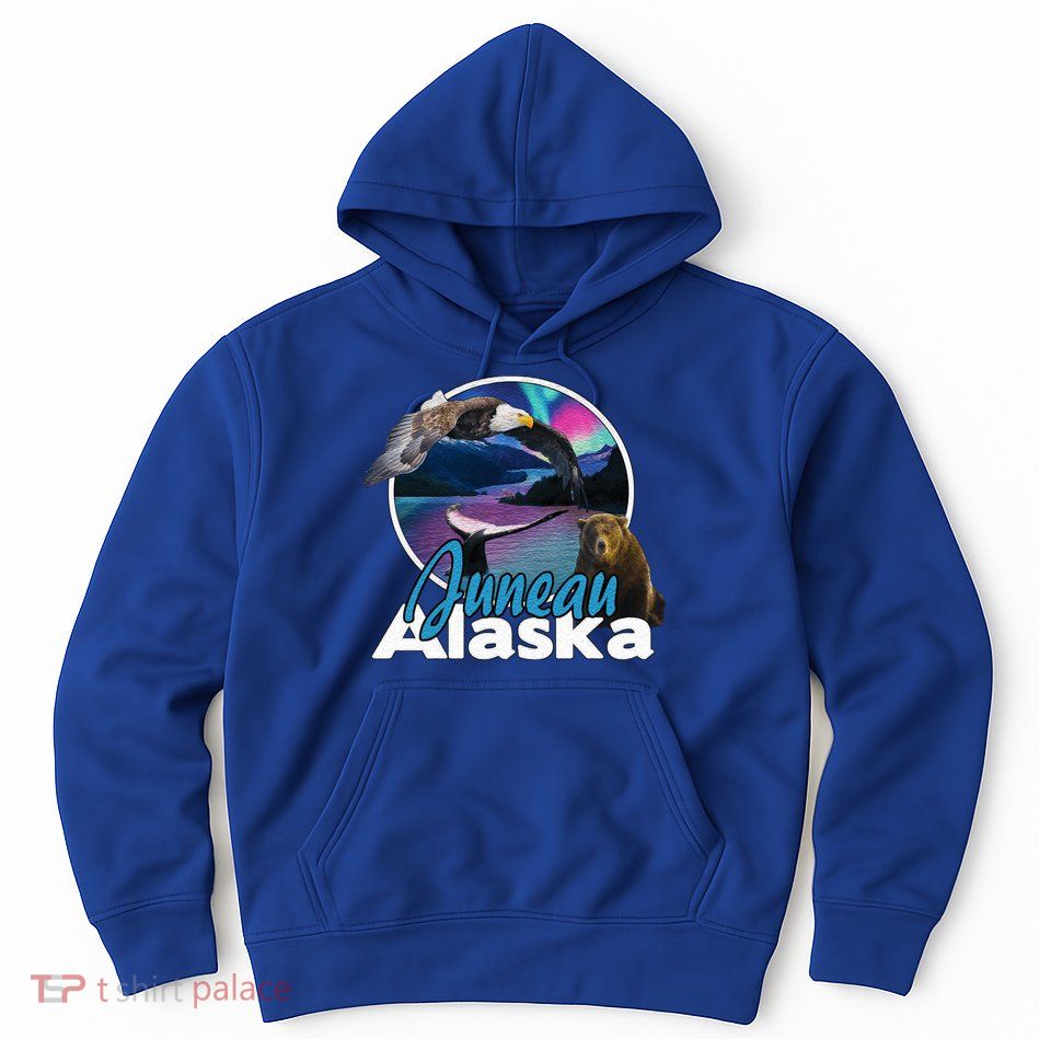 Juneau Alaska Aurora Borealis Eagle Bear Whale Souvenir Cute Gift Hoodie