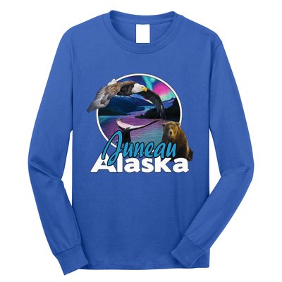 Juneau Alaska Aurora Borealis Eagle Bear Whale Souvenir Cute Gift Long Sleeve Shirt