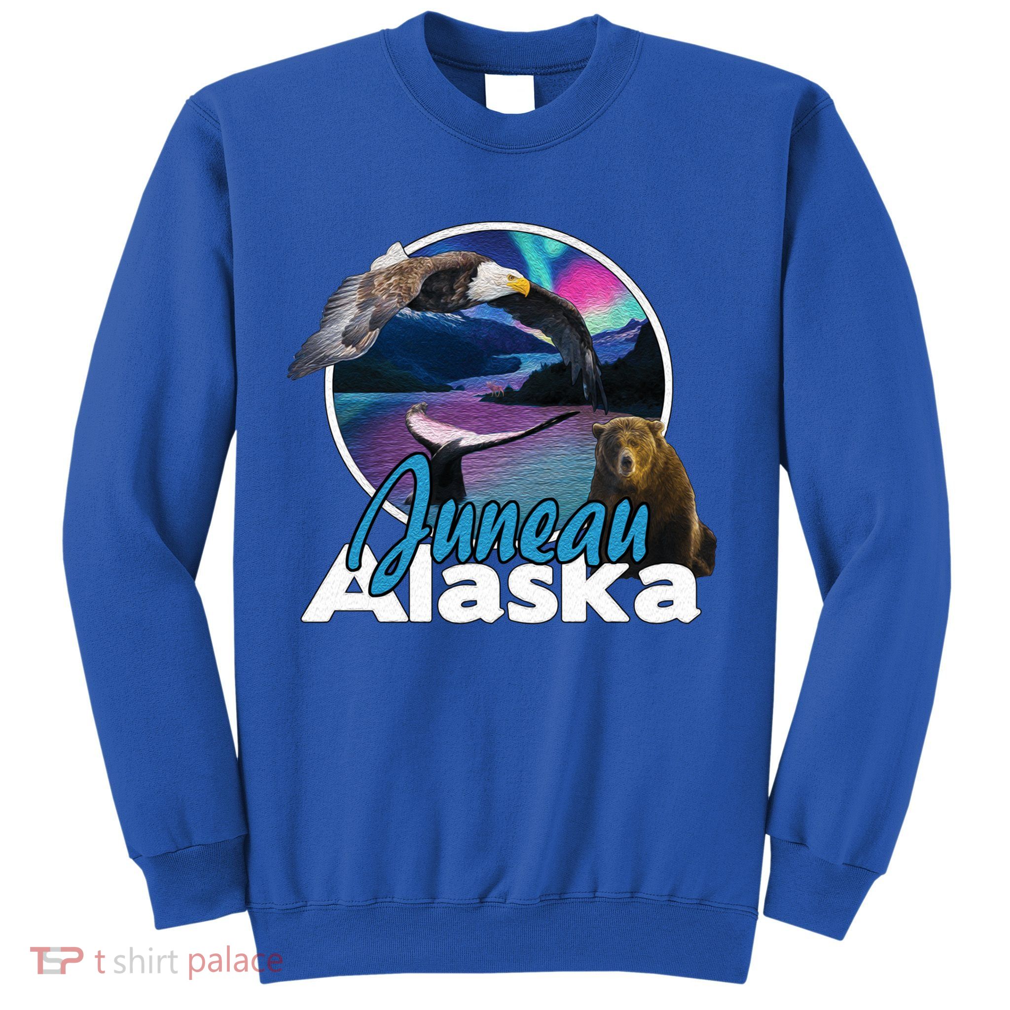 Juneau Alaska Aurora Borealis Eagle Bear Whale Souvenir Cute Gift Sweatshirt