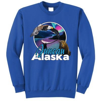 Juneau Alaska Aurora Borealis Eagle Bear Whale Souvenir Cute Gift Sweatshirt