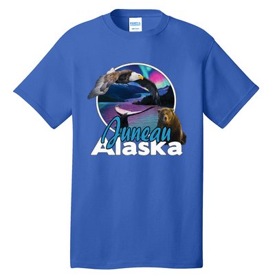 Juneau Alaska Aurora Borealis Eagle Bear Whale Souvenir Cute Gift Tall T-Shirt