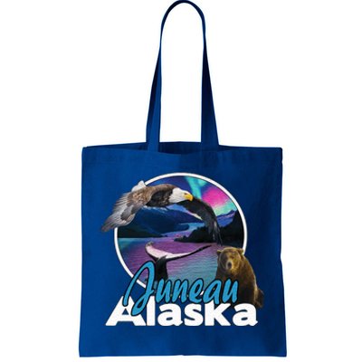 Juneau Alaska Aurora Borealis Eagle Bear Whale Souvenir Cute Gift Tote Bag