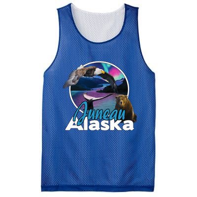 Juneau Alaska Aurora Borealis Eagle Bear Whale Souvenir Cute Gift Mesh Reversible Basketball Jersey Tank