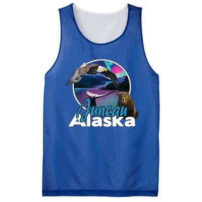 Juneau Alaska Aurora Borealis Eagle Bear Whale Souvenir Cute Gift Mesh Reversible Basketball Jersey Tank