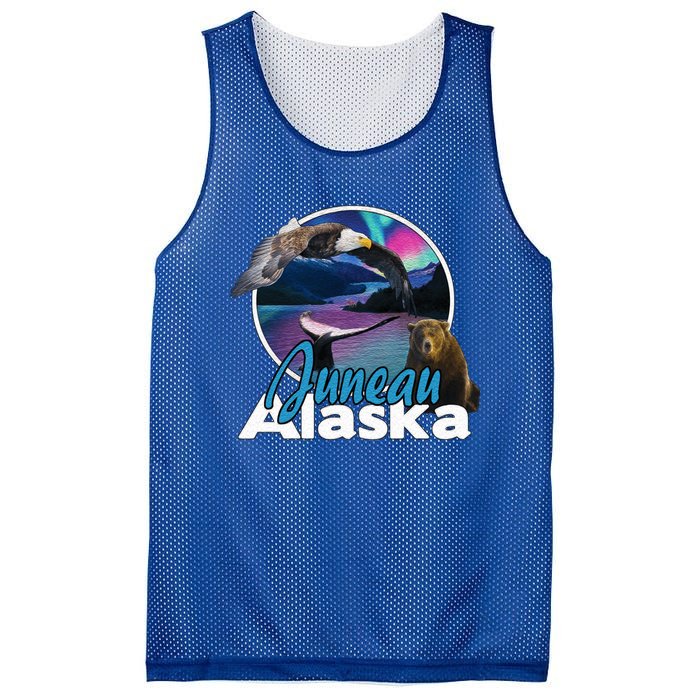 Juneau Alaska Aurora Borealis Eagle Bear Whale Souvenir Cute Gift Mesh Reversible Basketball Jersey Tank