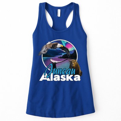 Juneau Alaska Aurora Borealis Eagle Bear Whale Souvenir Cute Gift Womens Tank Top